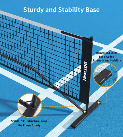 Portable Pickleball Net for Driveway, 22FT Regulation Size Pickleball Nets with Steady Metal Frame for All Weather, Outdoor Practice Net with Carrying Bag for Park Backyard Beach or Indoors